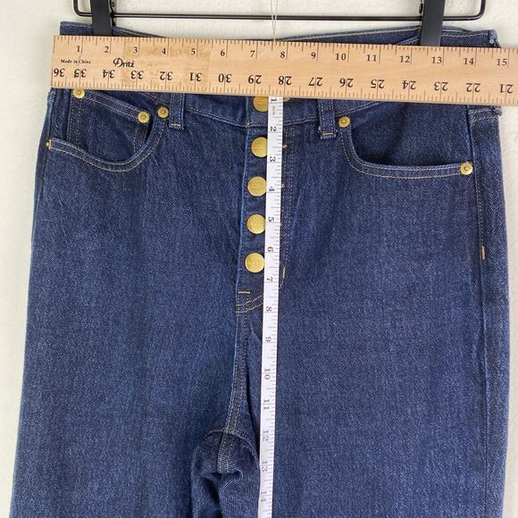 J.Crew High Rise Flare Jeans Button Fly Size 28 Dark Blue - Picture 14 of 16